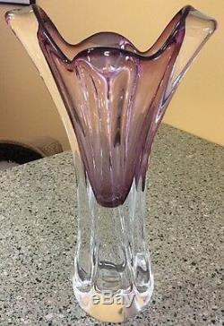 Vintage 12 Tall Heavy Art Glass Lavender Purple Murano Sommerso Vase