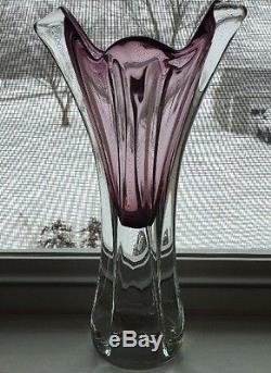 Vintage 12 Tall Heavy Lavender Purple Murano Sommerso Vase