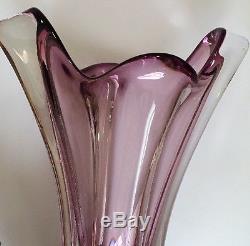 Vintage 12 Tall Heavy Lavender Purple Murano Sommerso Vase