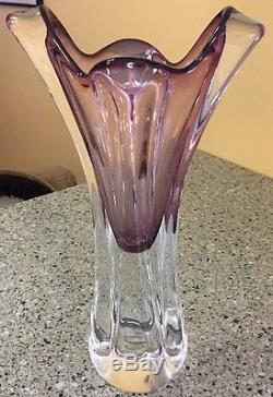 Vintage 12 Tall Heavy Lavender Purple Murano Sommerso Vase