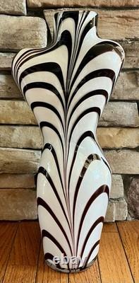 Vintage 17 Murano Style Zebra Stripe Female Torso Art Glass Hand Blown Vase