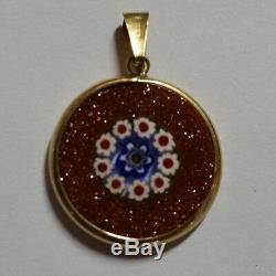 Vintage 18k Solid Yellow Gold Murano Glass Pendant