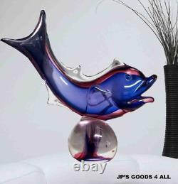 Vintage 1940-50s Murano Glass Fish Arching Italy Art Statue Sculpture OOAK