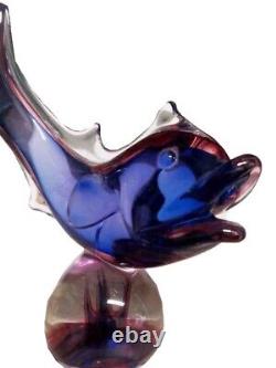 Vintage 1940-50s Murano Glass Fish Arching Italy Art Statue Sculpture OOAK