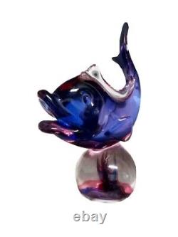 Vintage 1940-50s Murano Glass Fish Arching Italy Art Statue Sculpture OOAK