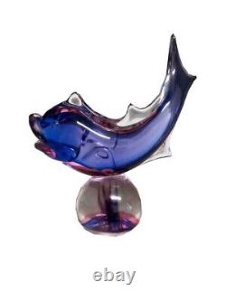 Vintage 1940-50s Murano Glass Fish Arching Italy Art Statue Sculpture OOAK