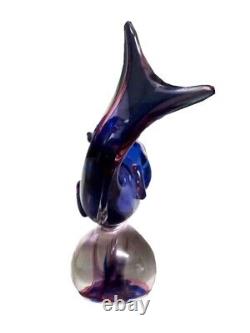 Vintage 1940-50s Murano Glass Fish Arching Italy Art Statue Sculpture OOAK