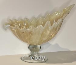 Vintage 1940s Murano Large Golden Sea Shell Art Glass Bowl