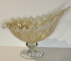 Vintage 1940s Murano Large Golden Sea Shell Art Glass Bowl