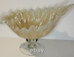 Vintage 1940s Murano Large Golden Sea Shell Art Glass Bowl