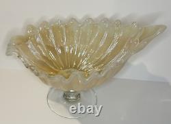 Vintage 1940s Murano Large Golden Sea Shell Art Glass Bowl