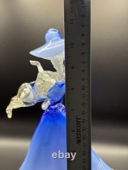 Vintage 1950 Venetian Murano Glass Woman In Blue Dress