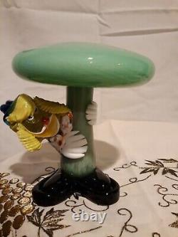 Vintage 1950's-1960's Cenedese Murano art glass clown under a mushroom figurine