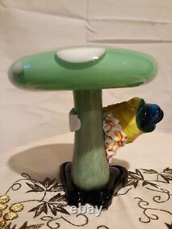 Vintage 1950's-1960's Cenedese Murano art glass clown under a mushroom figurine