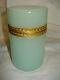 Vintage 1950's Cenedese Murano Glass Green Opaline Lidded Hinged Jar Old Label