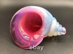 Vintage 1950's Murano Archimede Seguso blue pink opalescent glass conch seashell