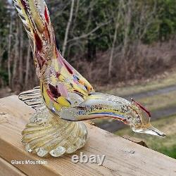 Vintage 1950's Murano Hand Blown Glass Multi-Colored Pheasant Bird 15 Figurine