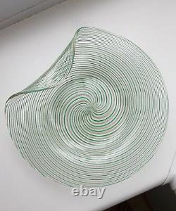 Vintage 1950's Murano filigrana handgrip art glass plate