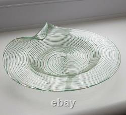 Vintage 1950's Murano filigrana handgrip art glass plate