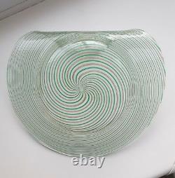 Vintage 1950's Murano filigrana handgrip art glass plate