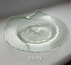 Vintage 1950's Murano filigrana handgrip art glass plate