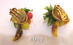 Vintage 1950's Venetian Murano Glass FRUIT SALAD Cluster Necklace & Earrings