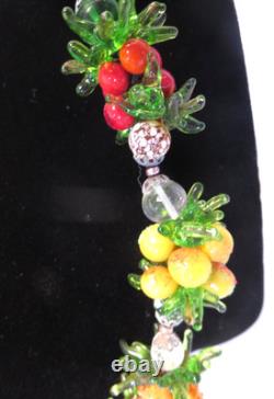Vintage 1950's Venetian Murano Glass FRUIT SALAD Cluster Necklace & Earrings