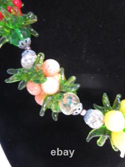 Vintage 1950's Venetian Murano Glass FRUIT SALAD Cluster Necklace & Earrings
