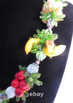Vintage 1950's Venetian Murano Glass FRUIT SALAD Cluster Necklace & Earrings