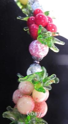 Vintage 1950's Venetian Murano Glass FRUIT SALAD Cluster Necklace & Earrings