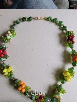 Vintage 1950's Venetian Murano Glass Multi Color FRUIT SALAD Cluster Necklace