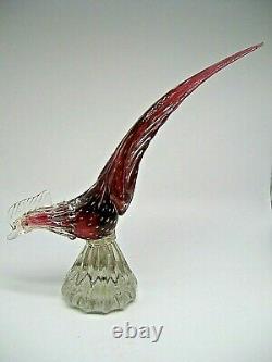 Vintage 1950's with Murano label Seguso gold dust bullicante glass pheasant bird