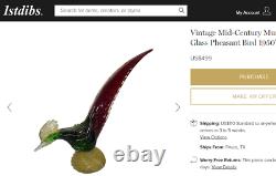 Vintage 1950's with Murano label Seguso gold dust bullicante glass pheasant bird