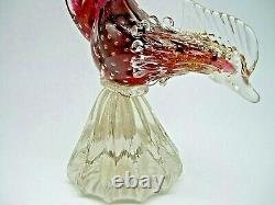 Vintage 1950's with Murano label Seguso gold dust bullicante glass pheasant bird