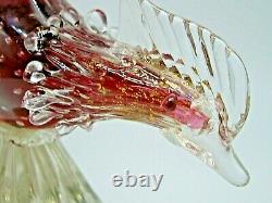 Vintage 1950's with Murano label Seguso gold dust bullicante glass pheasant bird