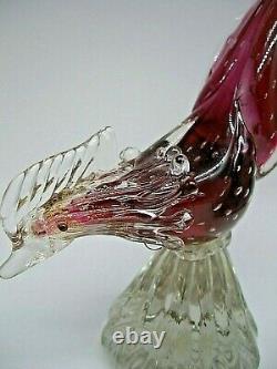 Vintage 1950's with Murano label Seguso gold dust bullicante glass pheasant bird