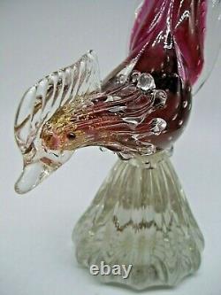 Vintage 1950's with Murano label Seguso gold dust bullicante glass pheasant bird