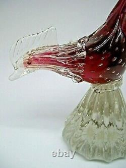 Vintage 1950's with Murano label Seguso gold dust bullicante glass pheasant bird