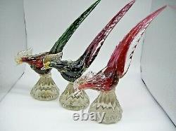 Vintage 1950's with Murano label Seguso gold dust bullicante glass pheasant bird