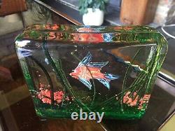 Vintage 1950s 1960s Barbini Cedenese Murano Glass Slab Single Fish Aquarium