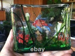 Vintage 1950s 1960s Barbini Cedenese Murano Glass Slab Single Fish Aquarium