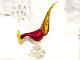 Vintage 1950s Murano Art Glass Red and Amber Pheasant Bird Figurine Sculpture