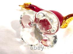 Vintage 1950s Murano Art Glass Red and Amber Pheasant Bird Figurine Sculpture