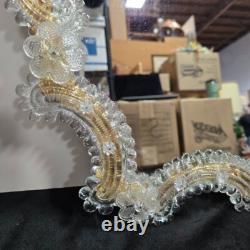 Vintage 1950s Murano Glass Venetian Mirror Italian Hand-Blown Vanity Wall Deco