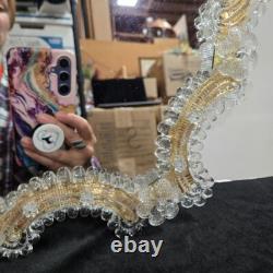 Vintage 1950s Murano Glass Venetian Mirror Italian Hand-Blown Vanity Wall Deco
