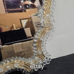 Vintage 1950s Murano Glass Venetian Mirror Italian Hand-Blown Vanity Wall Deco