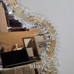 Vintage 1950s Murano Glass Venetian Mirror Italian Hand-Blown Vanity Wall Deco