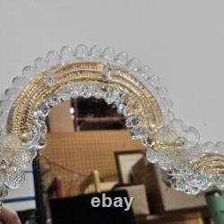 Vintage 1950s Murano Glass Venetian Mirror Italian Hand-Blown Vanity Wall Deco