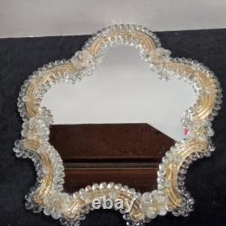 Vintage 1950s Murano Glass Venetian Mirror Italian Hand-Blown Vanity Wall Deco