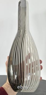 Vintage 1950s Murano Mezza Filigrana Glass Vase By Creator Dino Martens